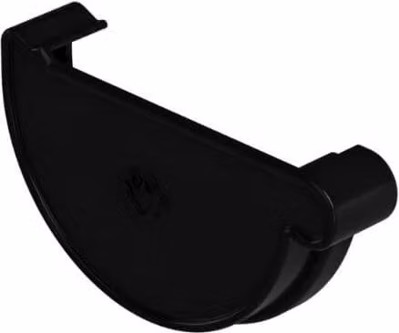 Galeco Industrial Half Round Gutter Left Stopend, 150mm, Black Matt PVC