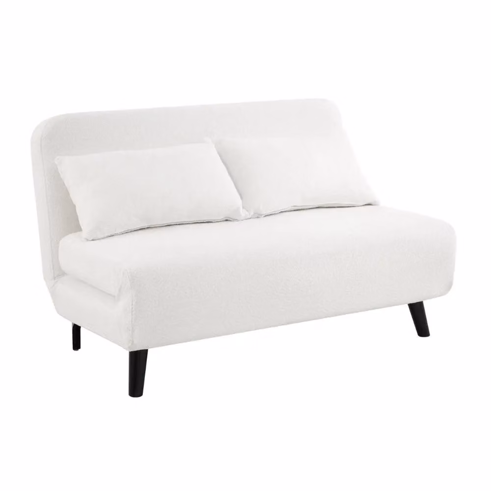 Home Detail Cornflower L-Shape Click Clack Sofa Bed in White Boucle with Scatter Cushions, 140 x 190 cm – 2