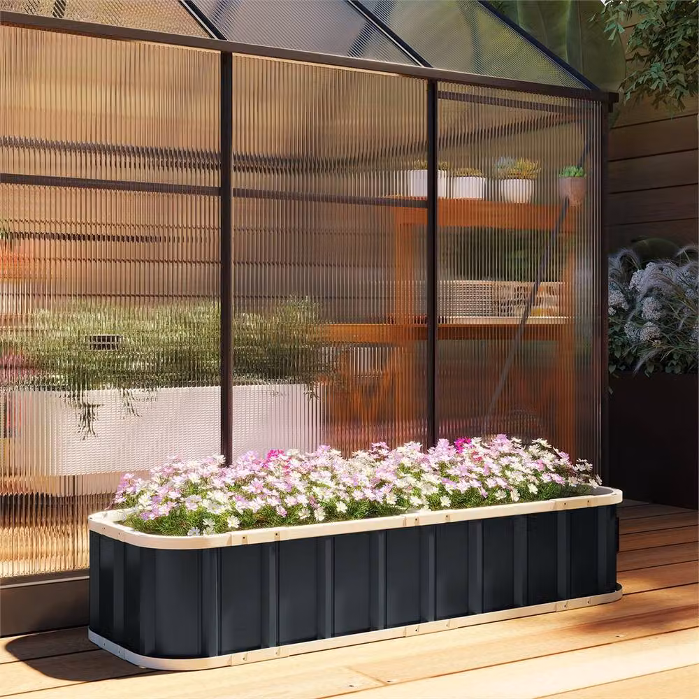 NESTLUNE Grey Metal Raised Garden Bed Planter Box, W/D/H: 152.4 x 60.96 x 30.48 cm – 2