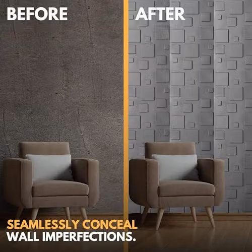 Novecrafto 3D Blocks Design PVC Wall Panels in Silver and Grey, 6 Sheets, W/D/H: 50 x 50 x 50 cm – 7