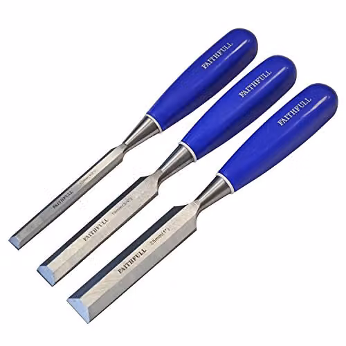 Faithfull Blue Chrome Vanadium Wood Chisel Set of 3