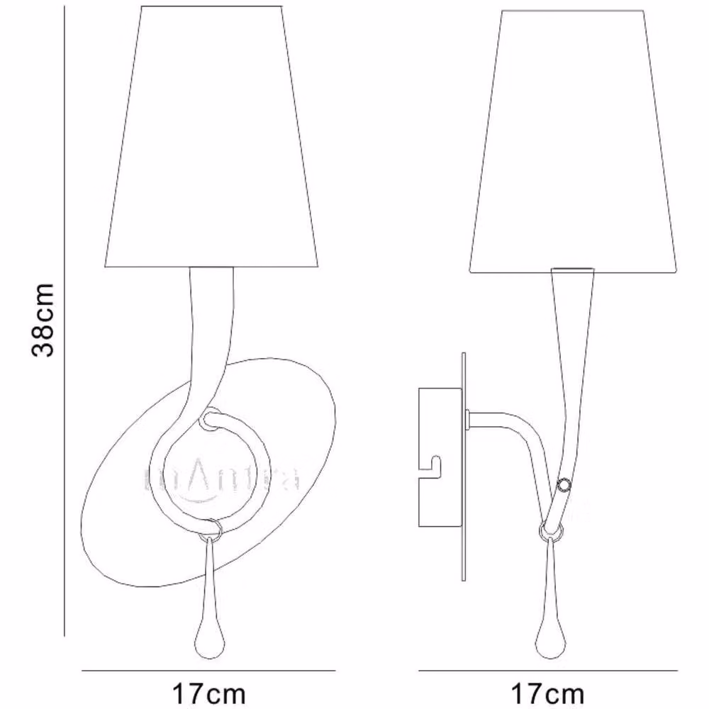 Netlighting Paola Wall Lamp with E14 Socket, Silver and Black Shade and Black Glass Droplets – 4