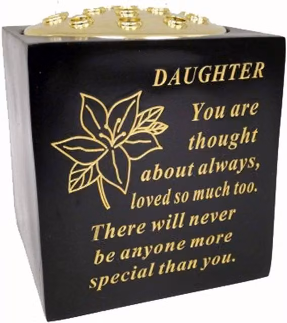 David Fischhoff Memorial Grave Rose Bowl in Black and Gold for Daughter