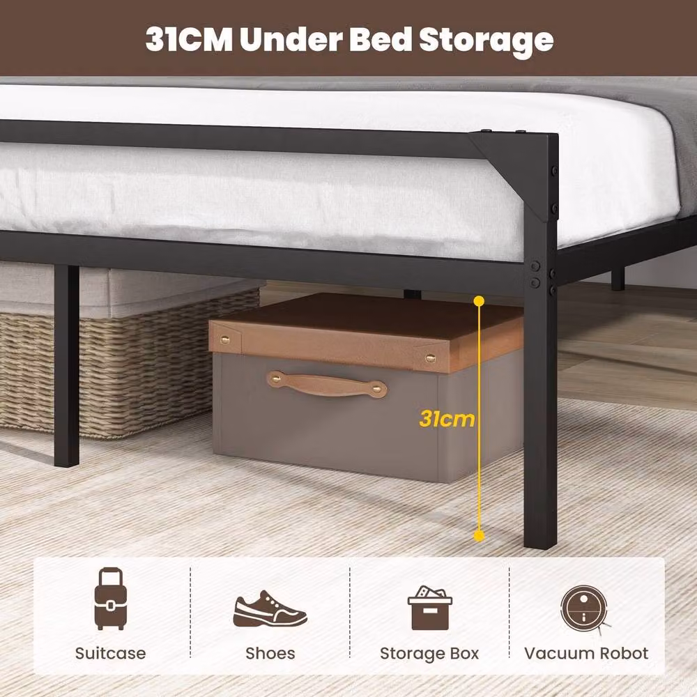 Costway Industrial Metal Double Bed Frame in Brown, W/D/H: 140 x 200 cm – 5
