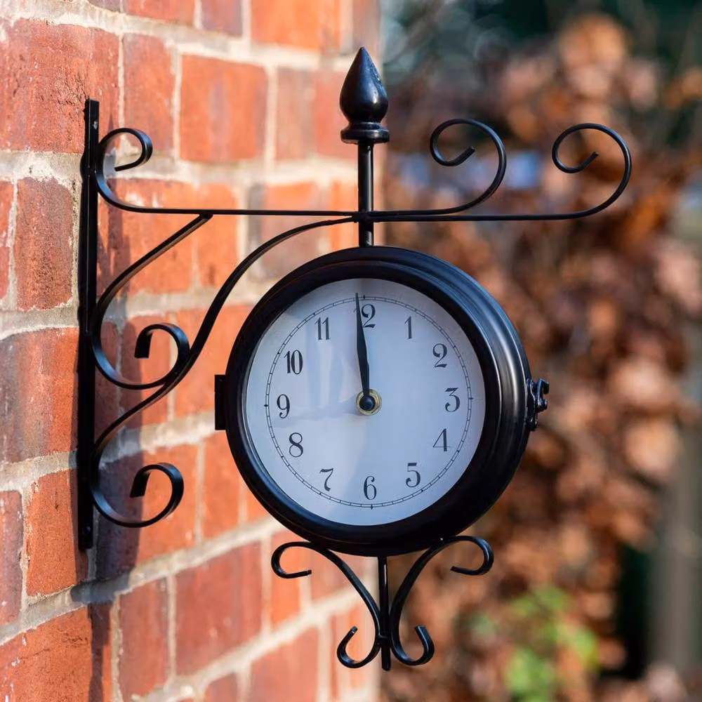 FLAVORA Vintage Double Sided Rectangular Wall Clock in Black Steel, W/D/H: 100 x 15 x 15 cm – 3