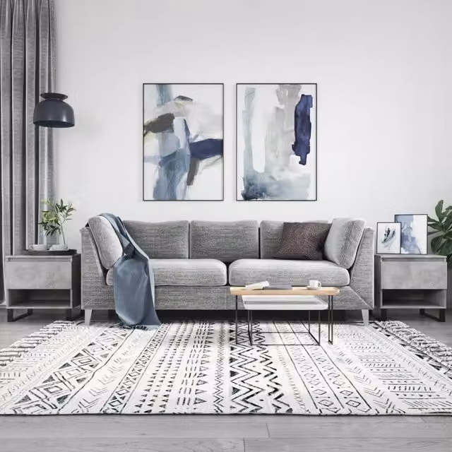 Berkfield Home Set of 2 Modern Square Coffee Tables in Concrete Grey, W/D/H: 50 x 46 x 50 cm – 1