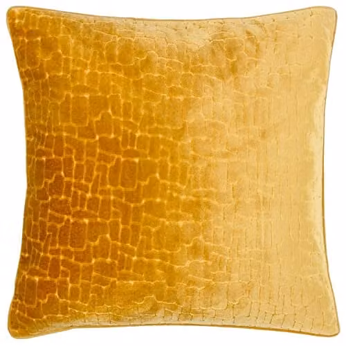 Paoletti Bloomsbury Soft Cut Velvet Piped Cushion in Yellow, W/D/H: 50 x 50 x 50 cm – 1