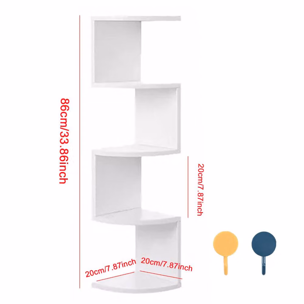 Ventryn 5 Tier Corner Floating Shelves Wooden Wall Mounted Storage Display Rack in White – 2