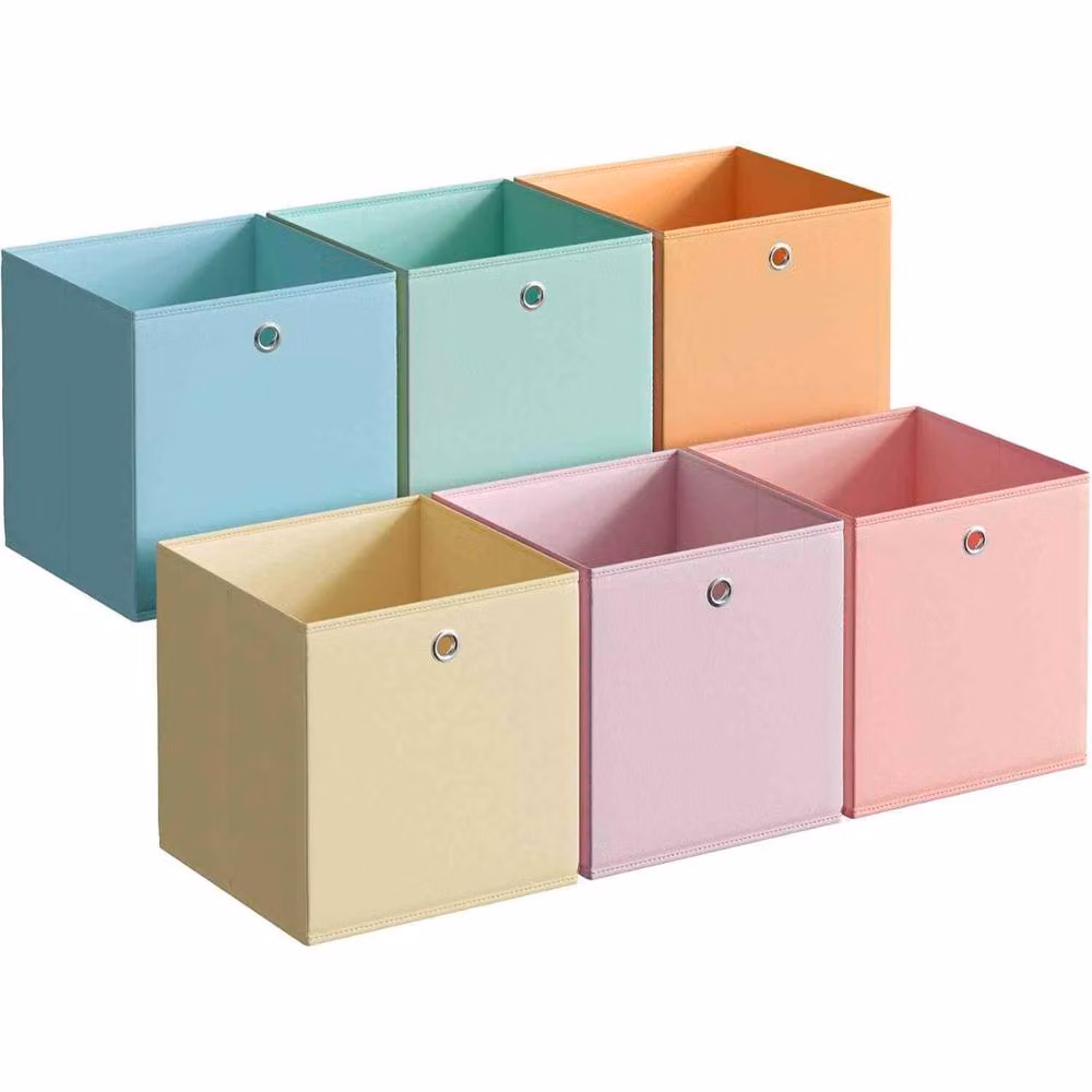 The Bazaarist Set of 6 Foldable Fabric Storage Cubes with Handles, Multicolour – 2