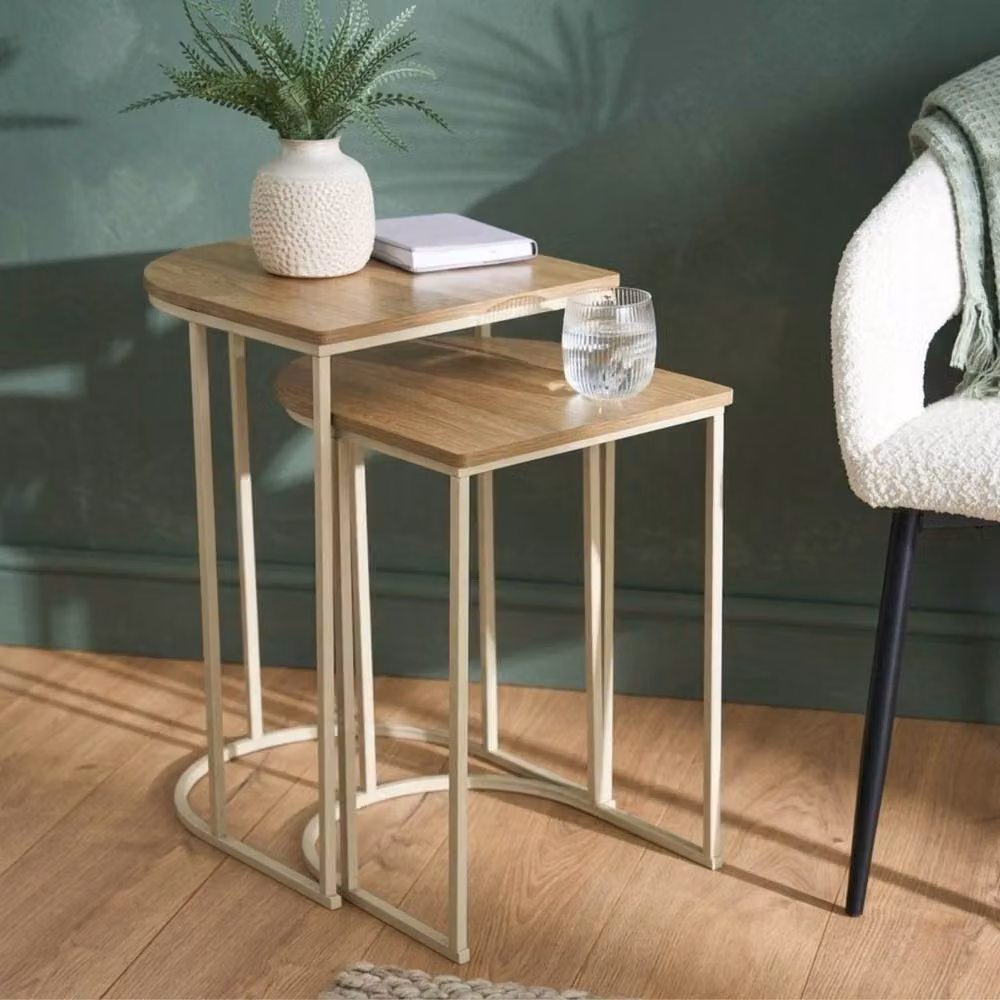 EONLION Set of 2 Brown Wood Nesting Side Tables – 2