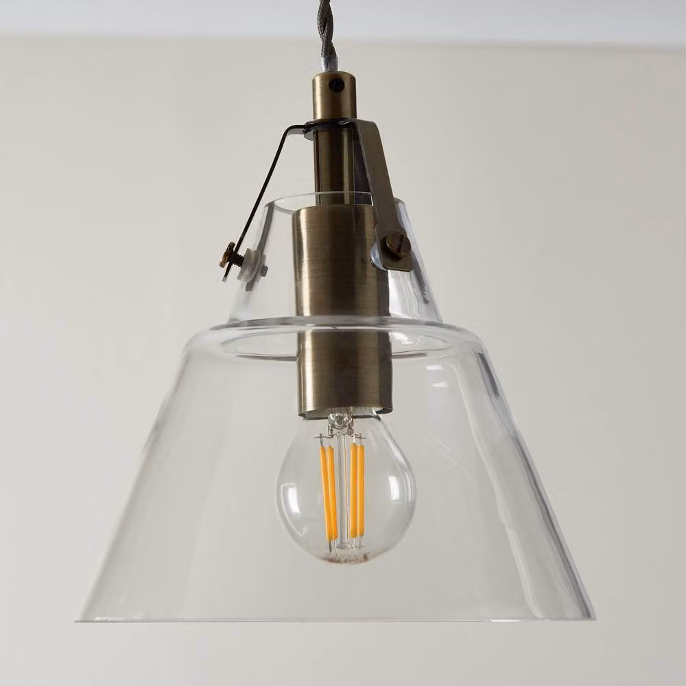 First Choice Lighting Rushcombe 3 Light Bar Pendant with Transparent Glass Shades in Bronze and Antique Brass – 2