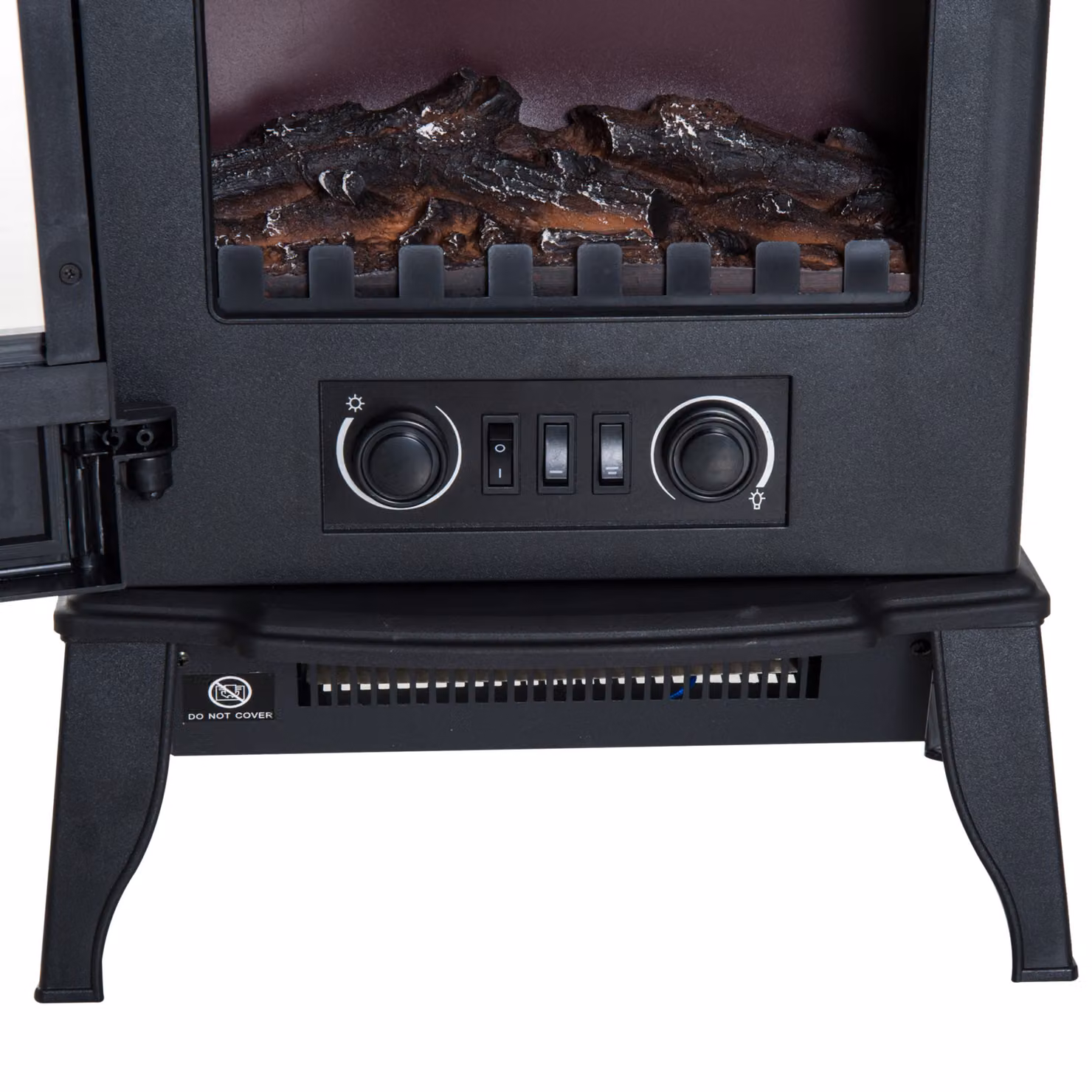 HOMCOM Freestanding Electric Fireplace Heater in Black with 2000W Power Output – 6