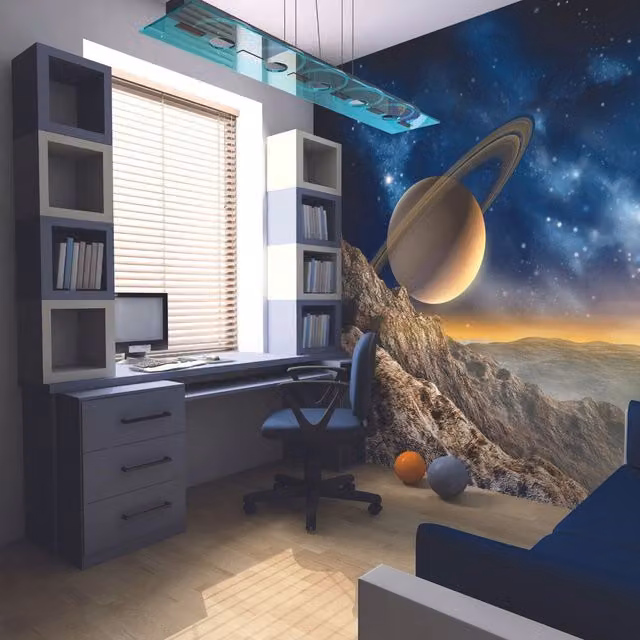 Origin Murals Galaxy Abstract Multicolour Wall Mural in Yellow and Multi