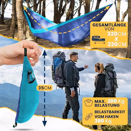 Ticket to the Moon King Size Hammock in Royal Blue and Turquoise, W: 3.2 m, D: 2 m – 6