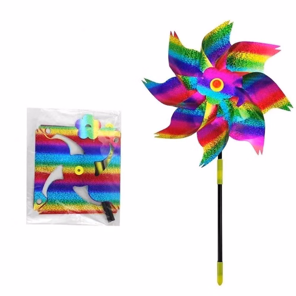 FLAVORA Rainbow 10-Piece Reflective Wind Spinner Bird Repellent in Red and Multicolour – 2