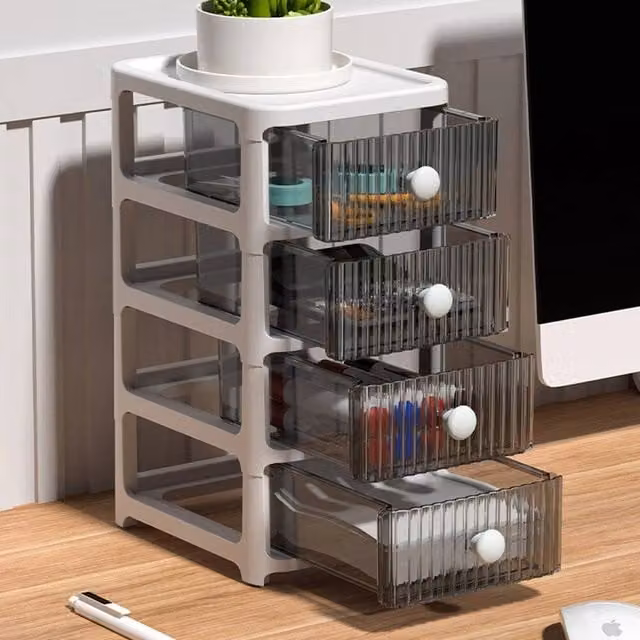 EONLION Stackable Plastic Storage Drawers in White, W/D/H: 50 x 50 x 50 cm