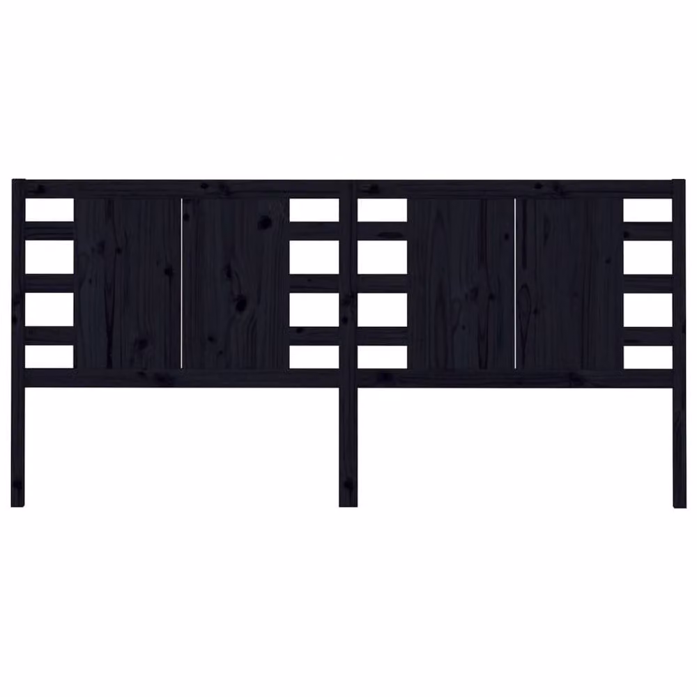 Berkfield Home Black Rustic Solid Pine Wood Headboard, W/D/H: 206 x 4 x 100 cm – 3