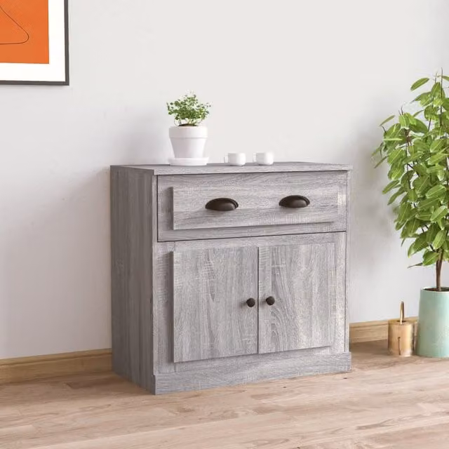 Berkfield Home Sonoma Sideboard in Grey, W/D/H: 70 x 35.5 x 67.5 cm
