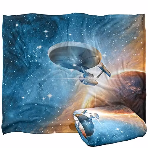 Trevco Star Trek Final Frontier Super Soft Fleece Throw Blanket in White, W/D/H: 152 x 127 cm