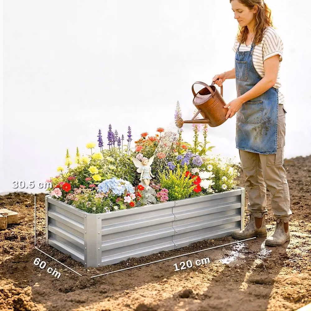 NESTLUNE Raised Garden Bed Elevated Planter Box in Silver, W/D/H: 60 x 60 x 30.5 cm – 3