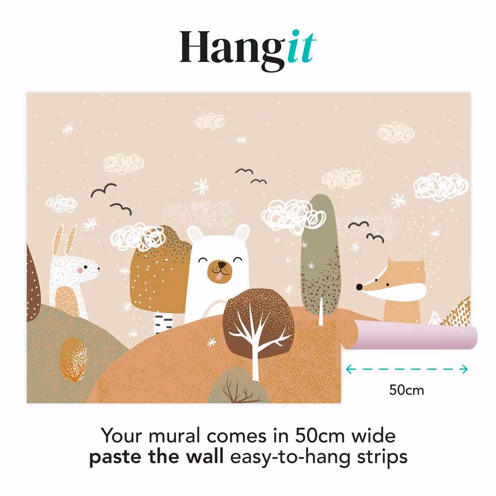 Superfresco Easy Scandi Animals Rust Print Wall Mural in Beige, W: 300 cm, H: 280 cm – 2