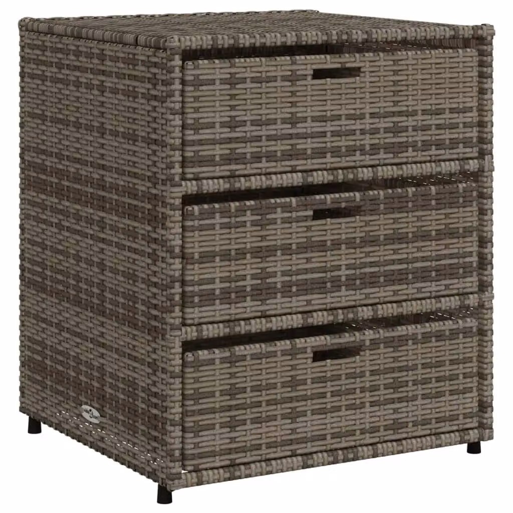 Berkfield Home Grey Poly Rattan Garden Storage Cabinet W/D/H: 55 x 59 x 69 cm – 2