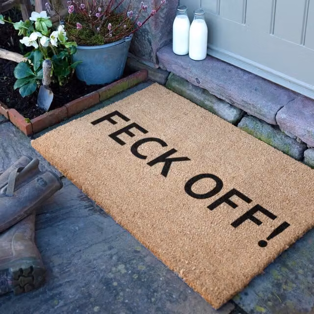 Artsy Mats Feck Off-Country Coir Doormat in Black and Brown, W: 60 cm, D: 90 cm – 1