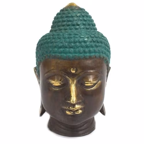 Ancient Wisdom Large Classic Gold Metal Buddha Head Tabletop Ornament – 1