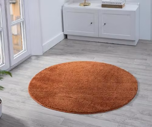 Desire Rugs Modern Plain Round Area Rug, Terracotta, Diameter: 100 cm – 1