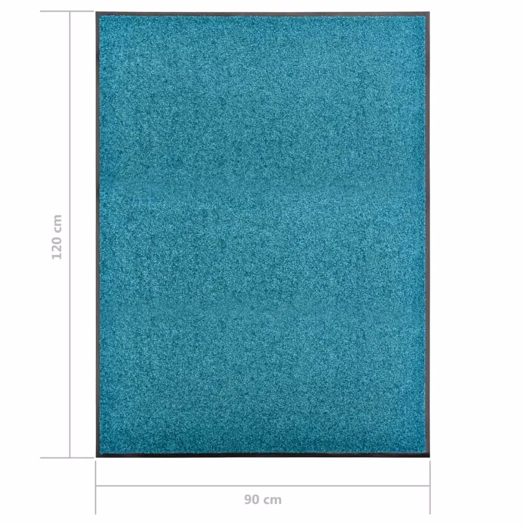 Berkfield Home Washable Non-Slip Doormat, Cyan and Black, W: 90 cm, D: 120 cm – 2
