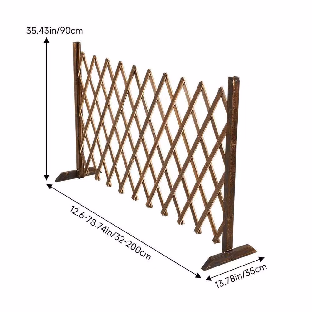 NESTLUNE Brown Expanding Wooden Trellis Climbing Plants Fence, W: 100 cm, H: 90 cm, D: 15 cm – 2