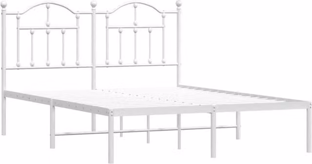 Berkfield Home Metal Bed Frame with Headboard in White, W/D/H: 140 x 200 cm – 1