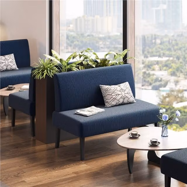 Yaheetech Blue Corduroy Armless Small Sofa Loveseat with Scatter Cushions and Rubberwood Frame