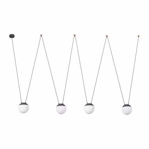 Netlighting Mine 4 Light Suspended Ceiling Pendant in Dark Grey and Wood with E27 Bulbs – 1