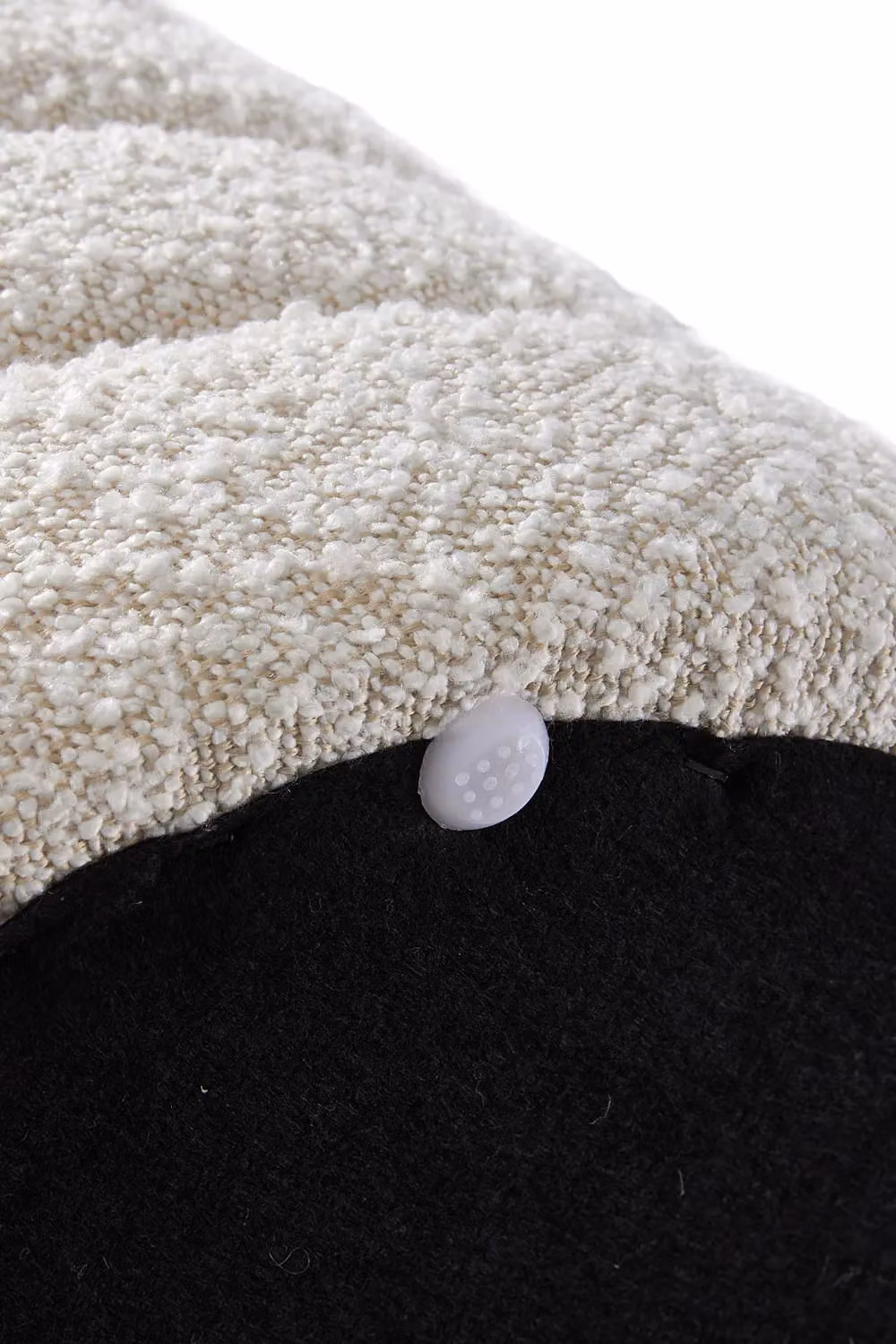 Living and Home Beige Bouclé Upholstered Round Storage Ottoman – 3