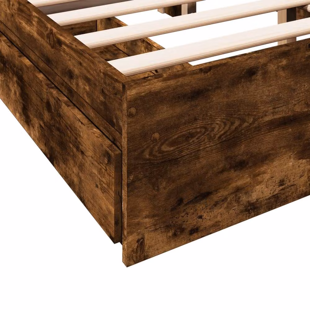Berkfield Home Modern Bed Frame with Drawers in Smoked Oak Brown, W: 140 cm, D: 200 cm – 5