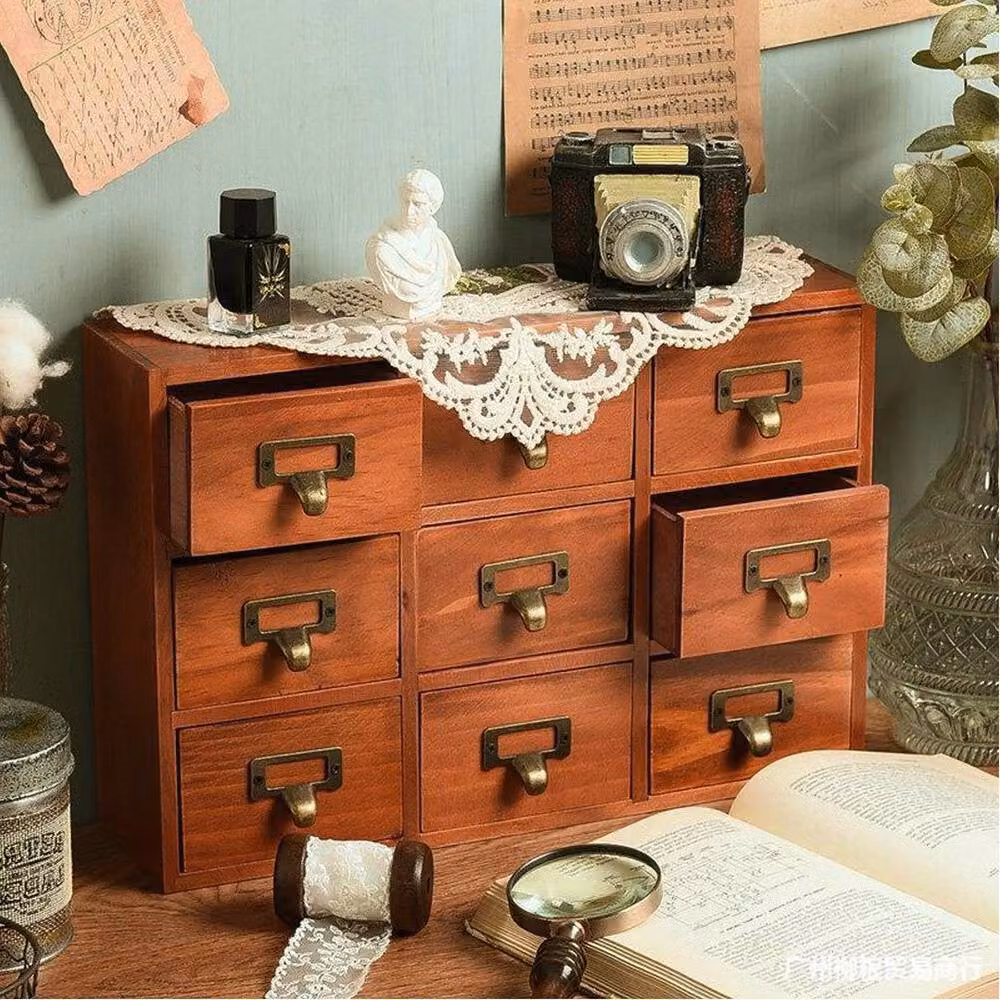 KORVIXA Wood Jewellery and Makeup Storage Organiser Box, Brown, W: 90.0 cm, D: 26.5 cm, H: 90.0 cm – 3