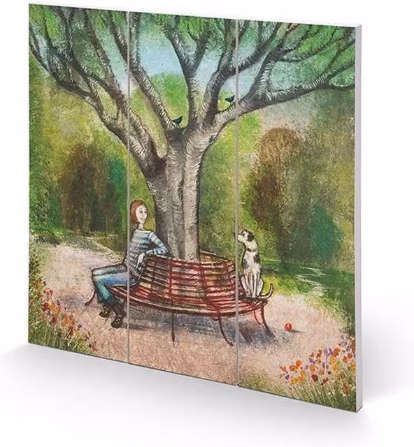 Joe Ramm A Roundabout Conversation Square Paper Poster Illustration in Green and Multicolour