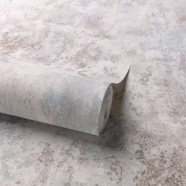Grandeco Distressed Rustic Industrial Concrete Effect Textured Wallpaper, Grey