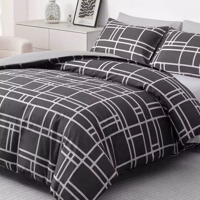 Pamposh Reversible Microfibre Duvet Cover Set in Grey and Anthracite, Single, 90 x 200 cm