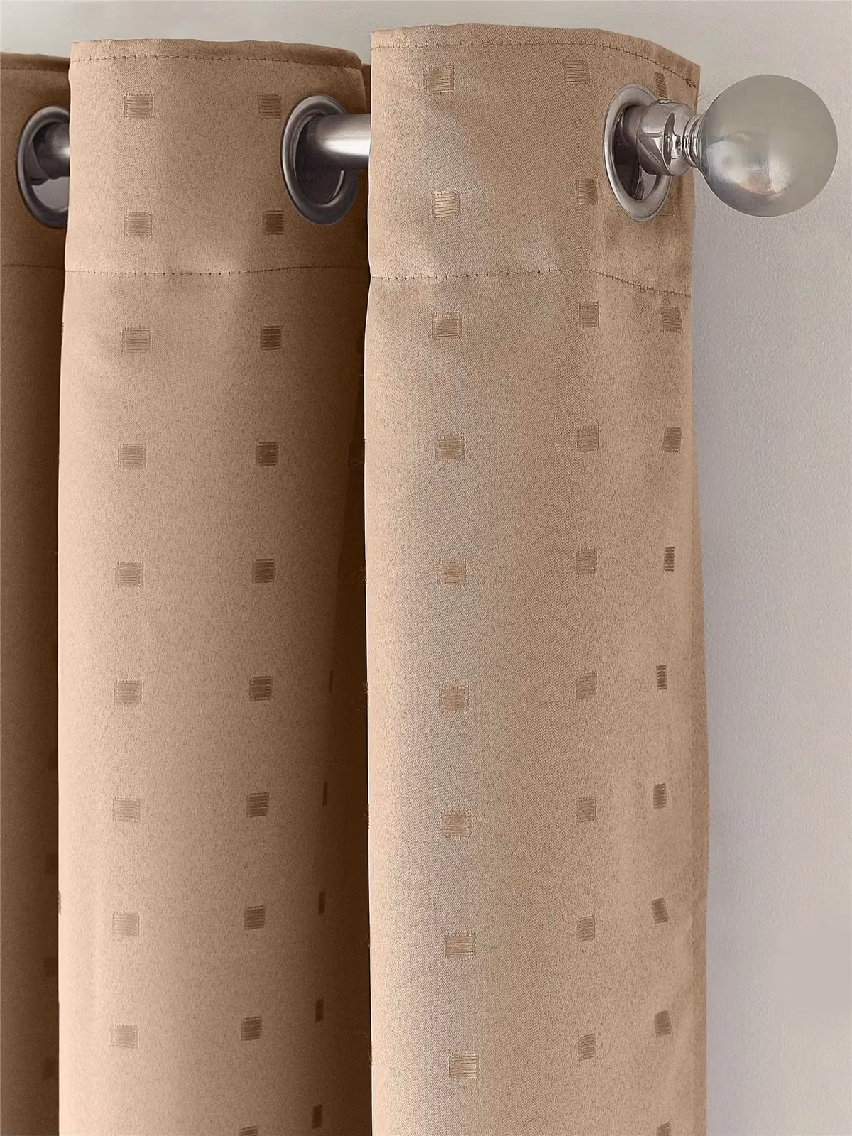 Luxury Living Adi Lined Ring Top Eyelet Curtains in Beige, Width: 168 cm, Drop: 183 cm – 2
