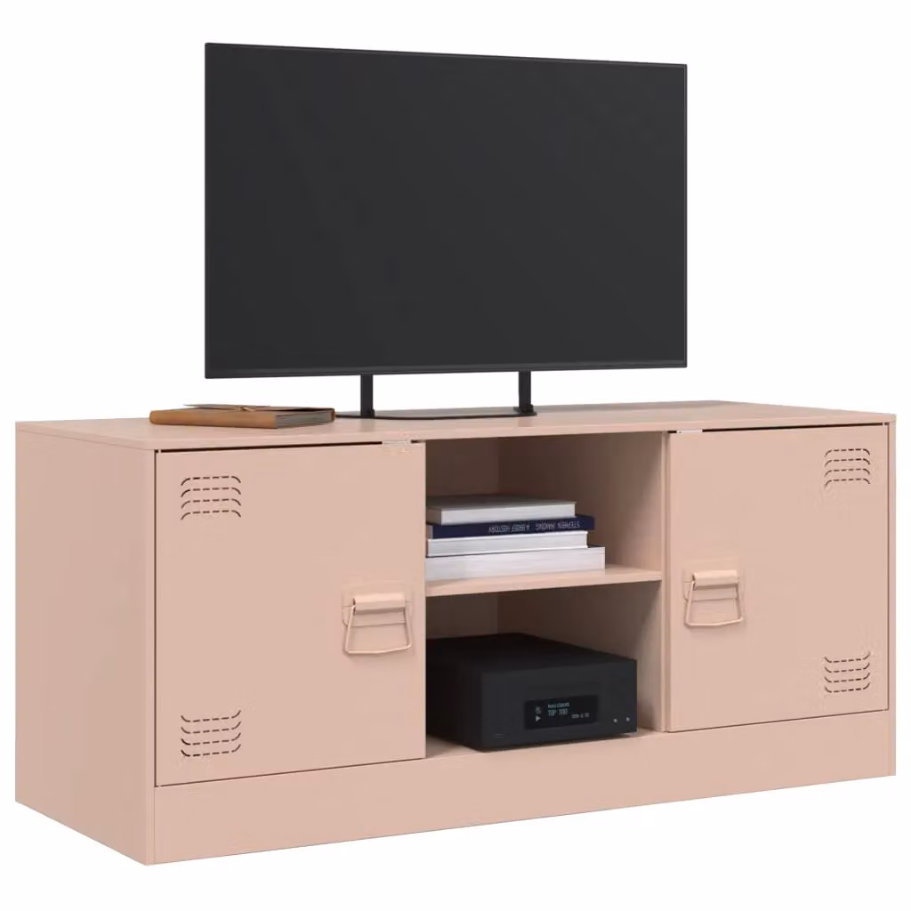 Berkfield Home Modern Pink Metal TV Cabinet W: 99 cm, D: 39 cm, H: 44 cm – 4