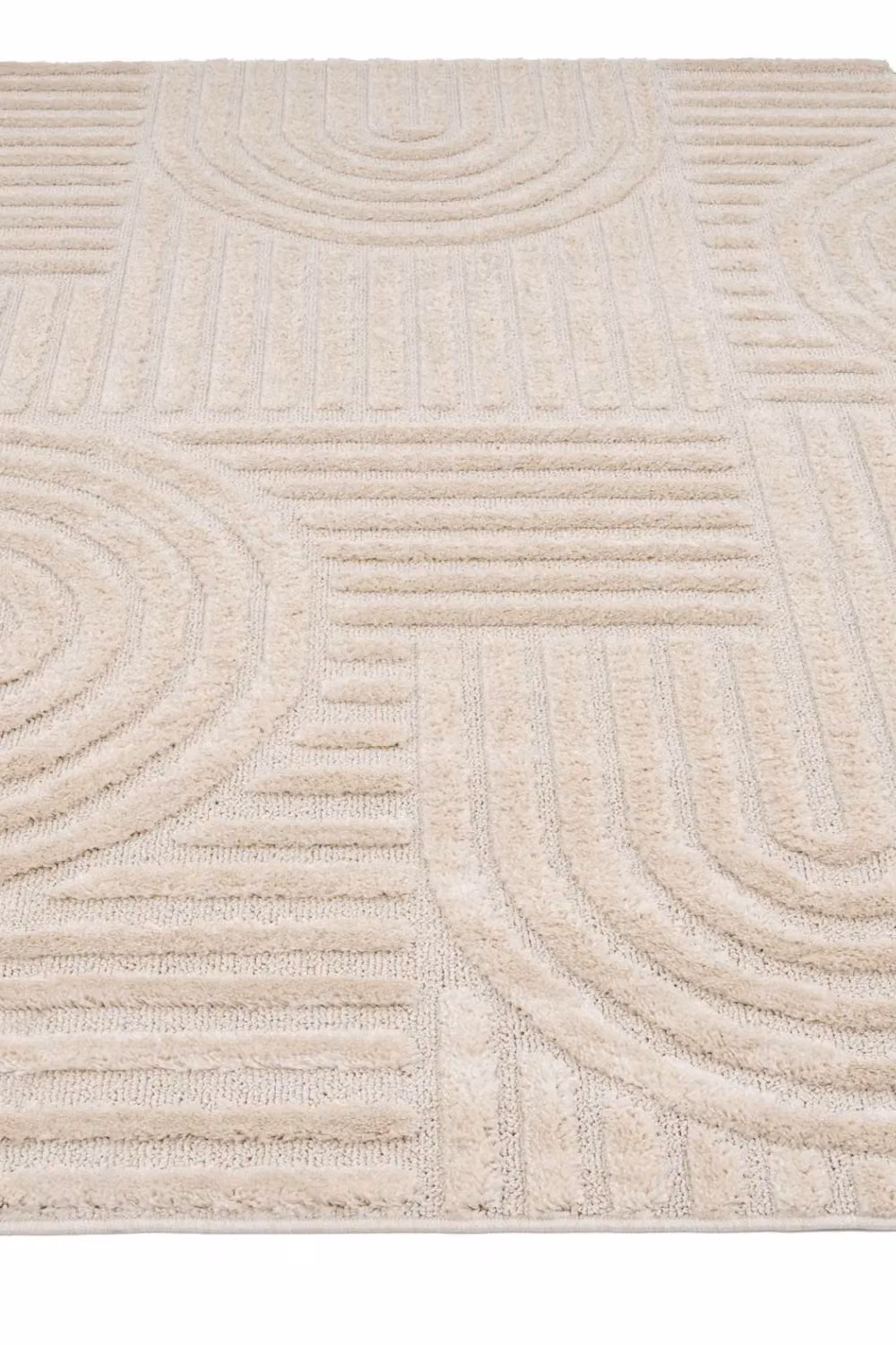 Kukoon Beige Groove Abstract Modern Living Area Rug W: 190 cm, D: 280 cm – 2