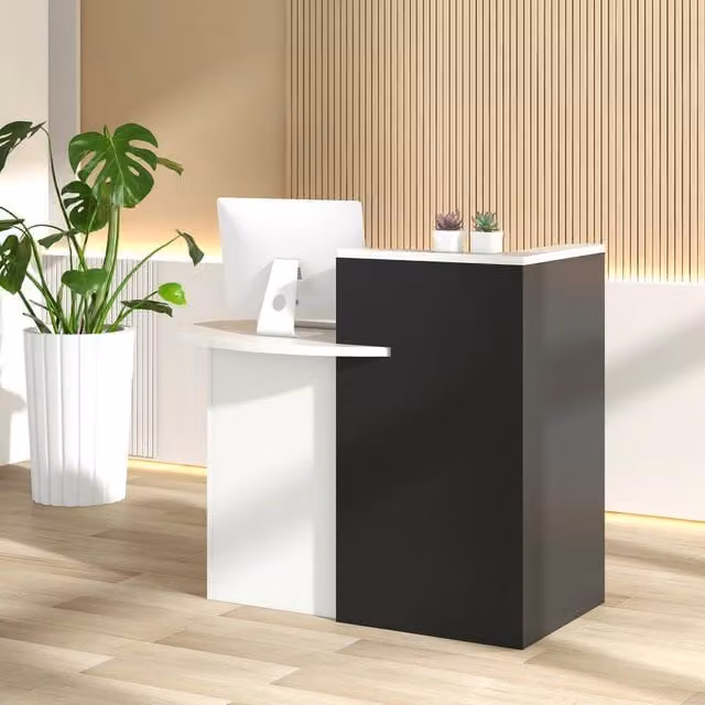 Costway Multicolour Modern Corner Writing Desk and Reception Computer Table – 1