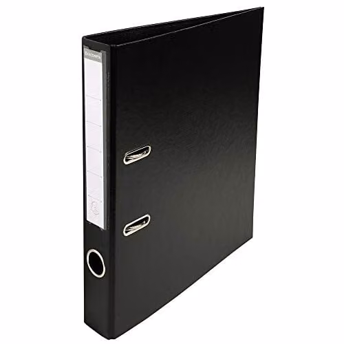 Exacompta Prem'Touch PVC Lever Arch File for A4 Documents, 2 Rings, Black, Spine Width: 50 mm, W/D/H: 32 x 29 x 5 cm – 1