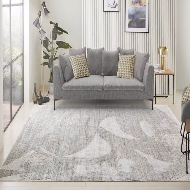 The Rug Shop UK Grey Modern Abstract Machine Woven Area Rug W: 170 cm, L: 240 cm