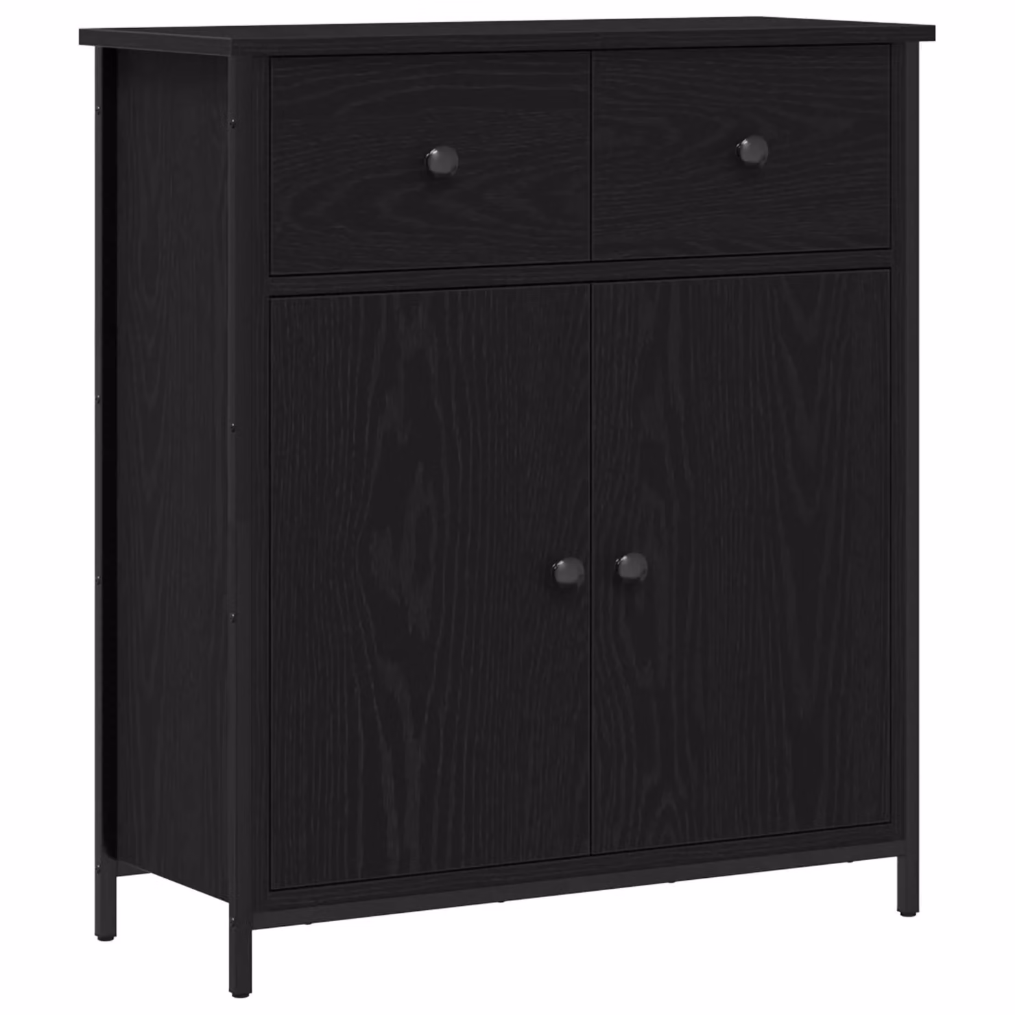 Berkfield Home Black Oak Sideboard in Engineered Wood and Steel, W/D/H: 70 x 30 x 80 cm – 2