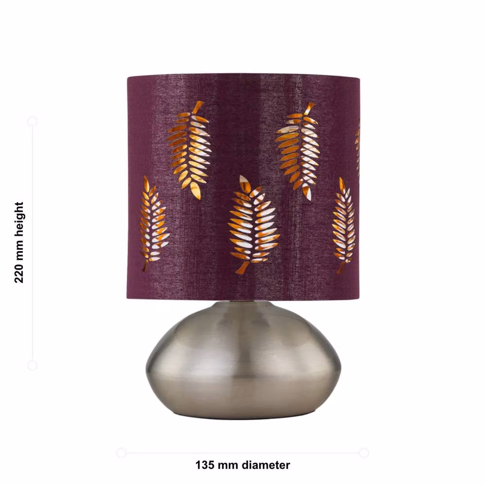 First Choice Lighting Jenson Touch Table Lamp in Brushed Chrome with Red Fabric Shade – 3
