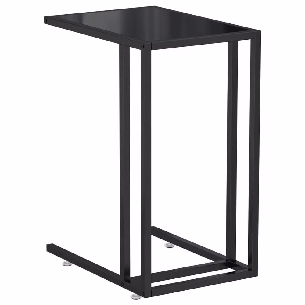 Berkfield Home Stylish Computer Side Table in Black with Tempered Glass, W/D/H: 50 x 35 x 65 cm – 2