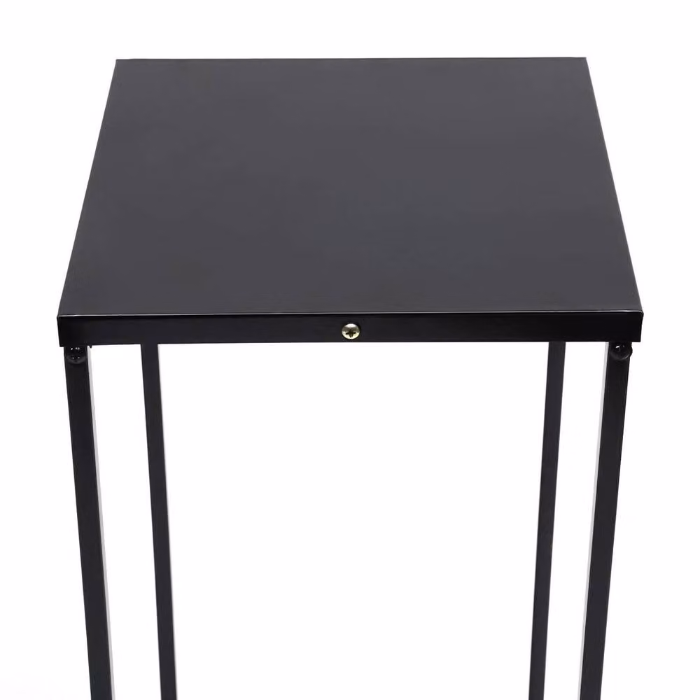 SPETLEK Set of 2 Matt Black Metal Minimalist Flower Stand Pedestals – 2